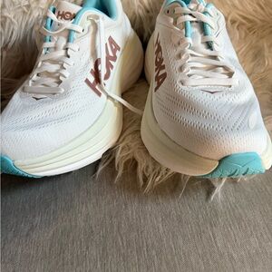 Hoka Women's White and Aqua Sneakers